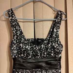 Black and White floral midi dress down